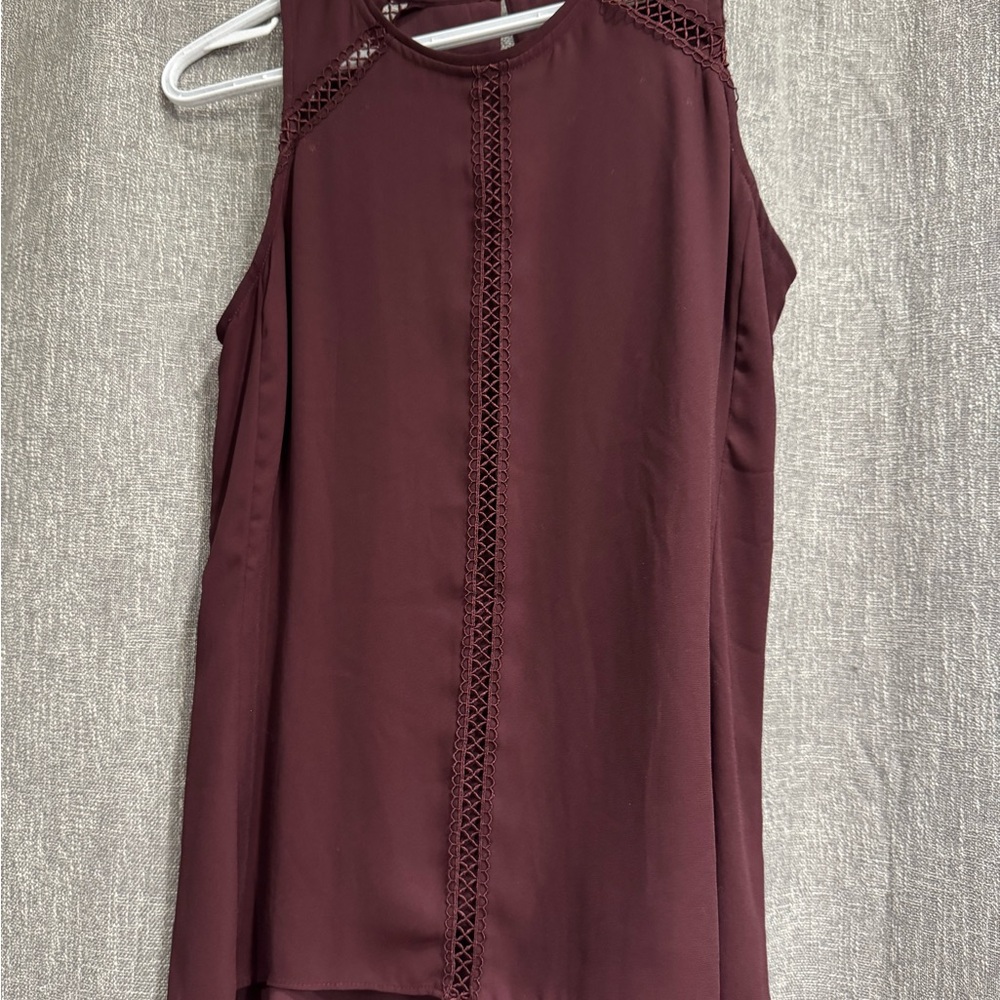White House Black Market Deep Burgundy Lace Blouse